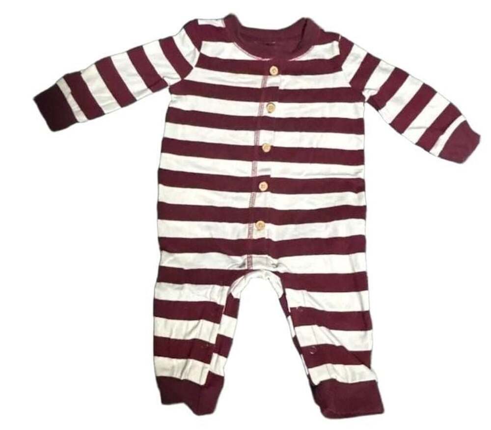 Cat & Jack Baby Striped Romper Burgundy White  3-6M